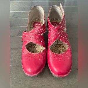 Red Fly London leather wedges